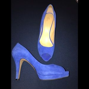 Royal blue suede heels, size 10